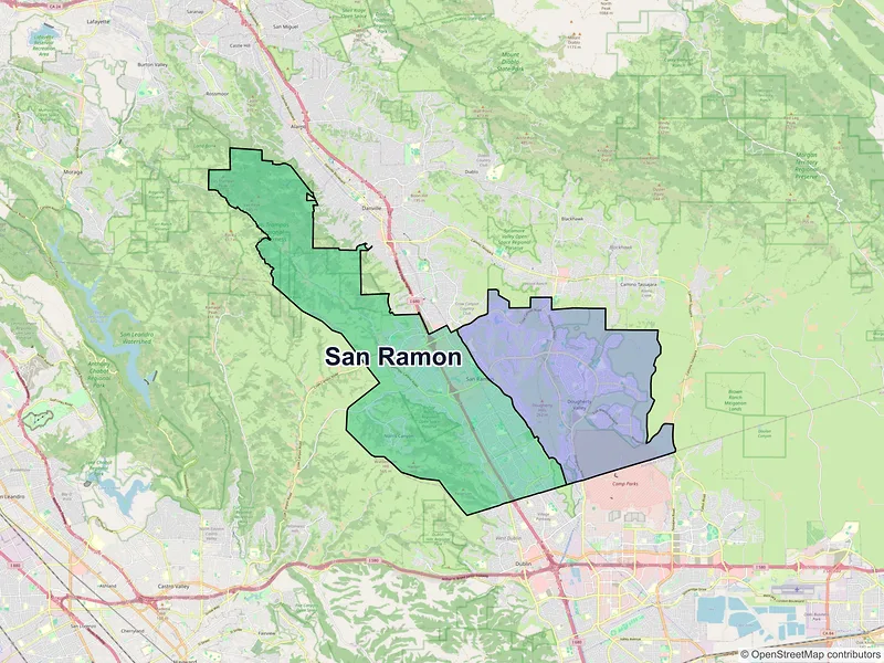 Map of San Ramon, California and ZIP codes