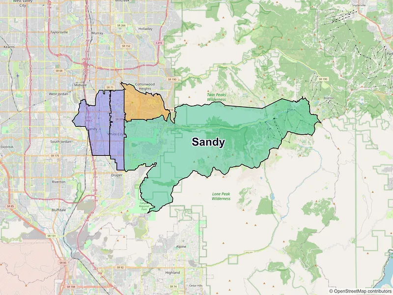 Map of Sandy, Utah and ZIP codes