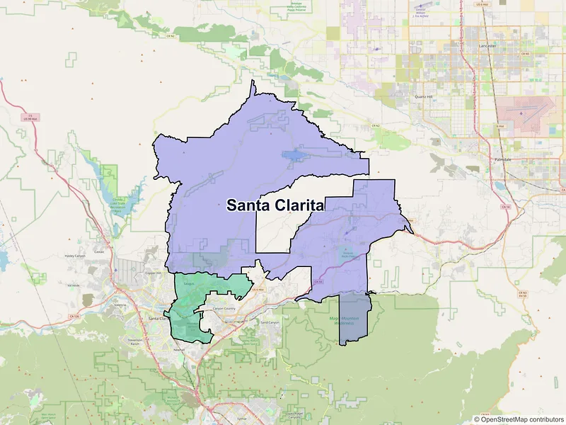 Map of Santa Clarita, California and ZIP codes
