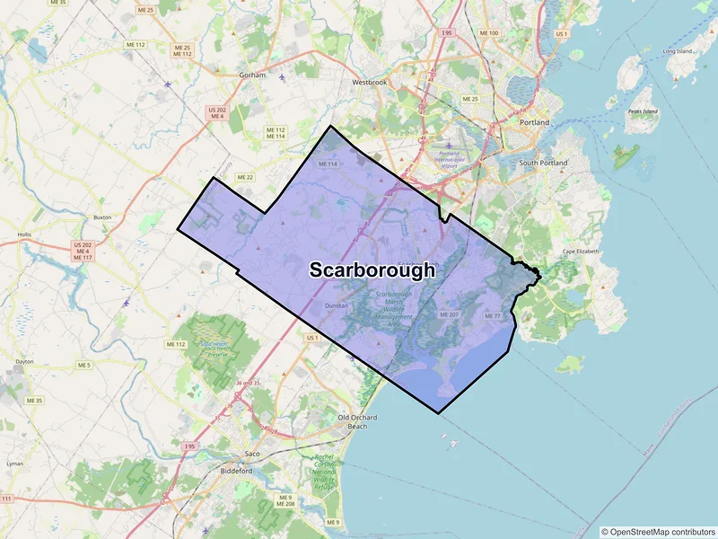 Map of Scarborough, Maine and ZIP codes