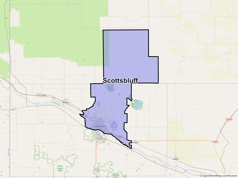Map of Scottsbluff, Nebraska and ZIP codes