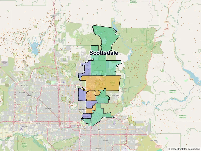 Map of Scottsdale, Arizona and ZIP codes