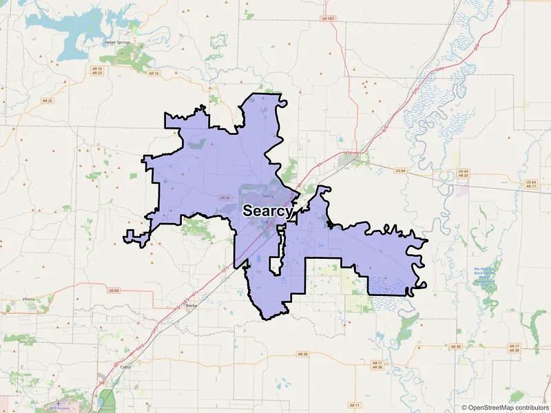 Map of Searcy, Arkansas and ZIP codes