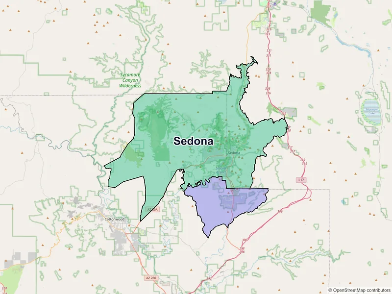 Map of Sedona, Arizona and ZIP codes