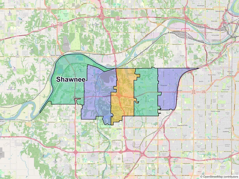 Map of Shawnee, Kansas and ZIP codes