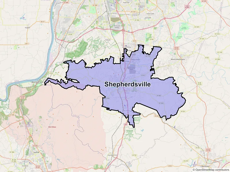 Map of Shepherdsville, Kentucky and ZIP codes