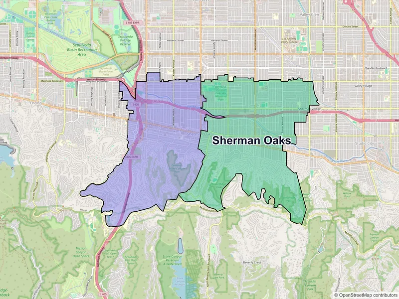 Map of Sherman Oaks, California and ZIP codes