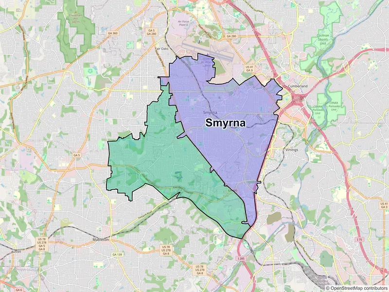 Map of Smyrna, Georgia and ZIP codes