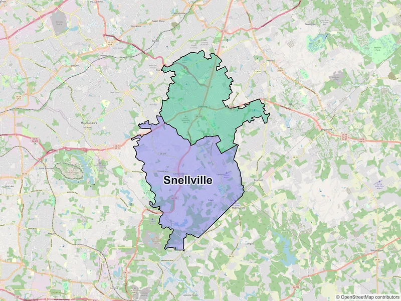 Map of Snellville, Georgia and ZIP codes