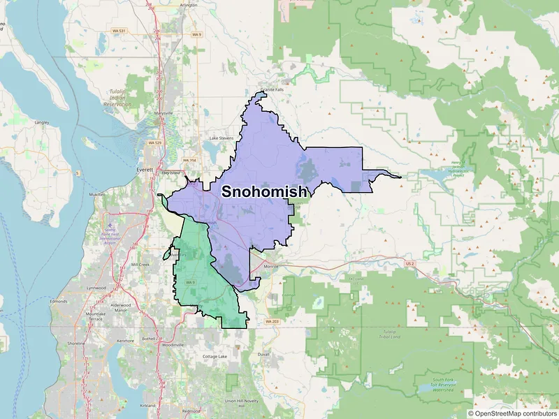Map of Snohomish, Washington and ZIP codes