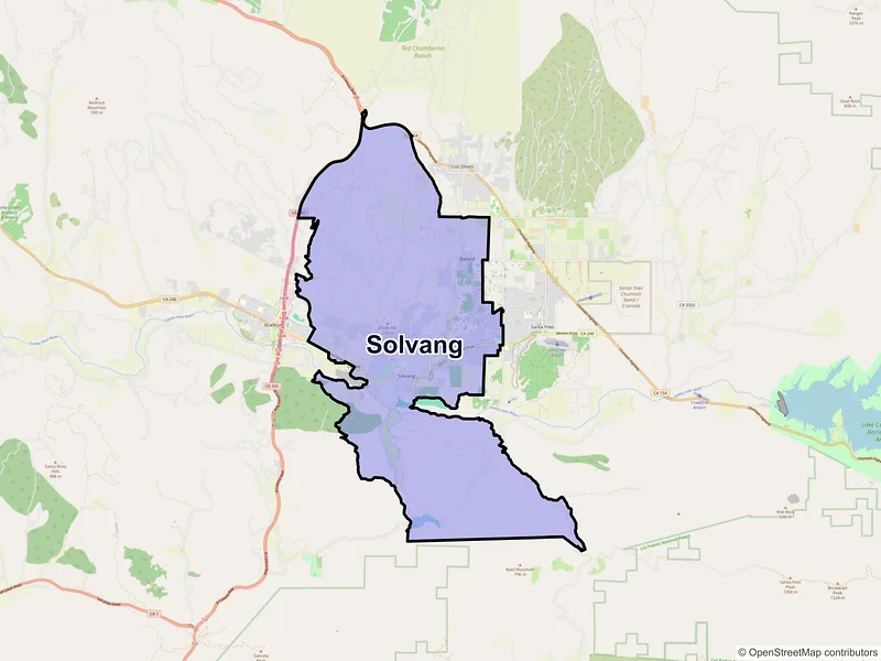 Map of Solvang, California and ZIP codes