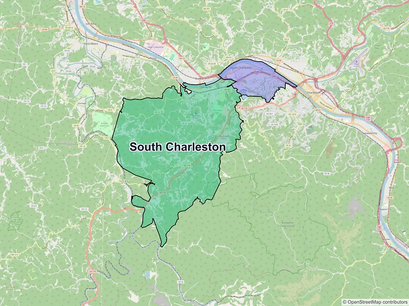 Map of South Charleston, West Virginia and ZIP codes