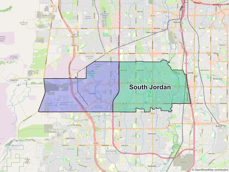Map of South Jordan, Utah and ZIP codes