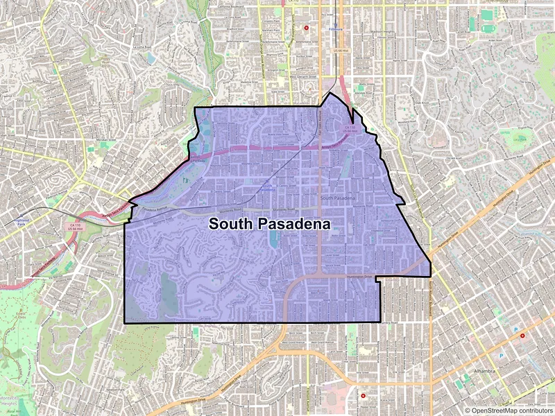 Map of South Pasadena, California and ZIP codes