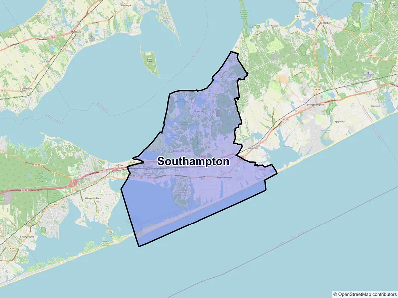 Map of Southampton, New York and ZIP codes