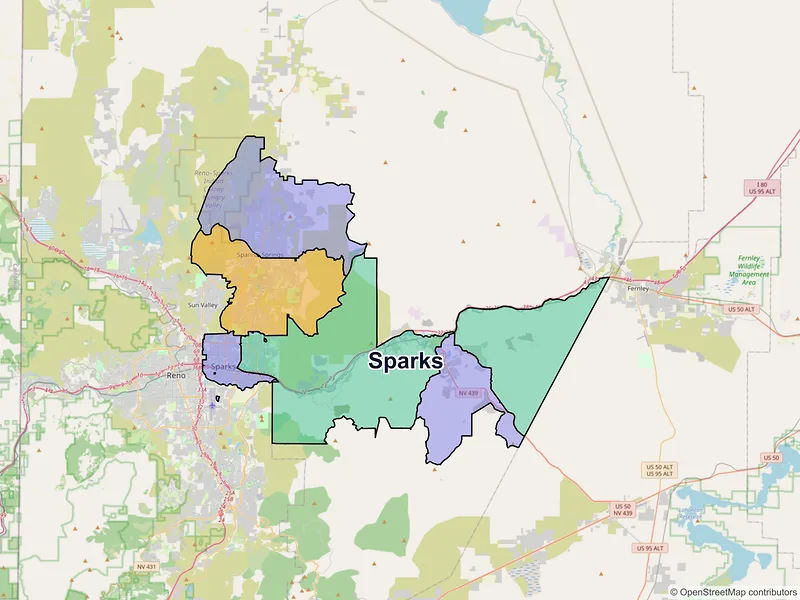 Map of Sparks, Nevada and ZIP codes