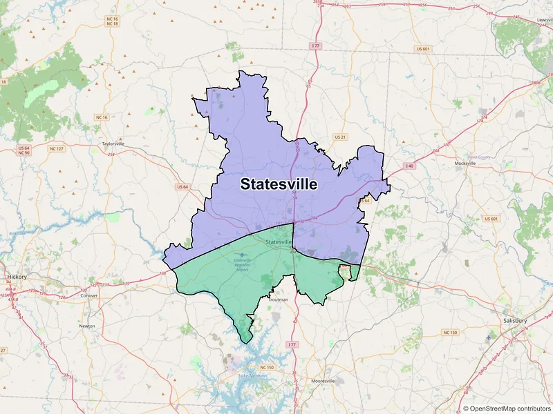 Map of Statesville, North Carolina and ZIP codes