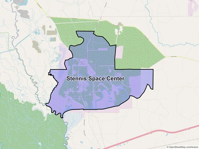 Map of Stennis Space Center, Mississippi and ZIP codes