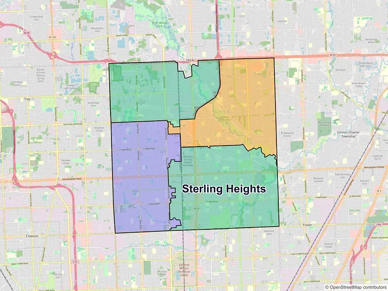 Map of Sterling Heights, Michigan and ZIP codes
