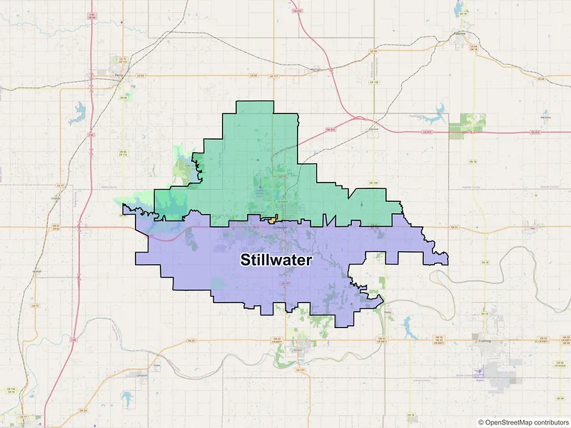 Map of Stillwater, Oklahoma and ZIP codes
