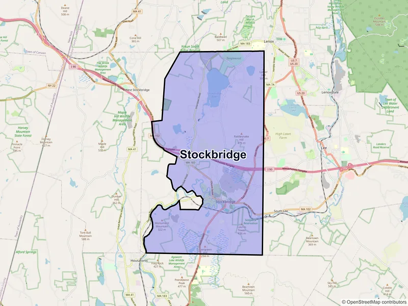Map of Stockbridge, Massachusetts and ZIP codes