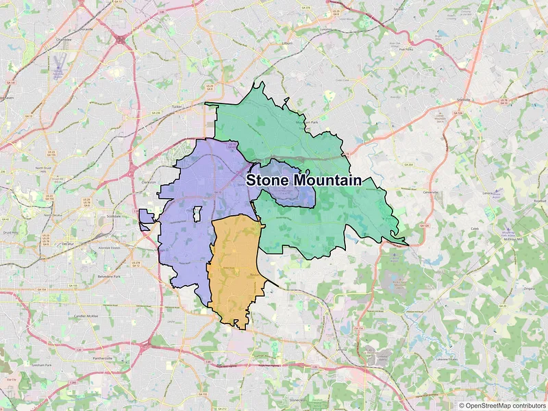 Map of Stone Mountain, Georgia and ZIP codes