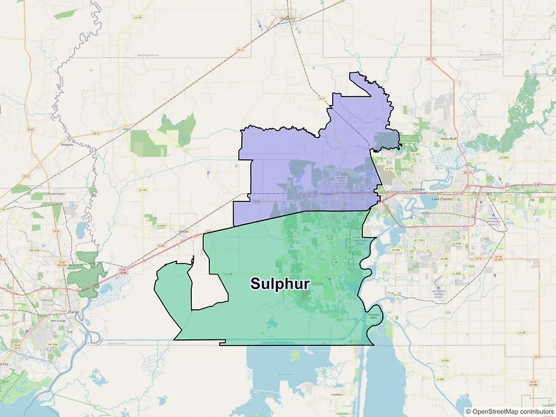 Map of Sulphur, Louisiana and ZIP codes