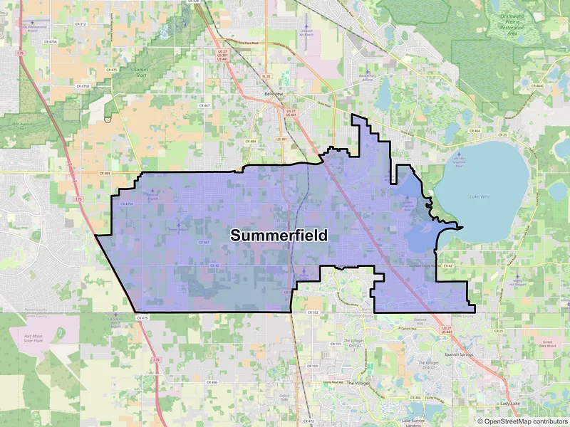 Map of Summerfield, Florida and ZIP codes