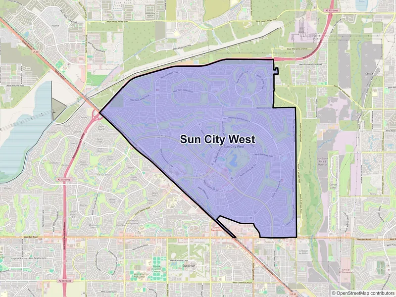 Map of Sun City West, Arizona and ZIP codes