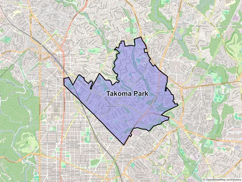 Map of Takoma Park, Maryland and ZIP codes