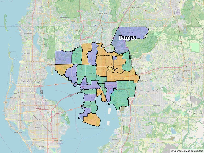 Map of Tampa, Florida and ZIP codes