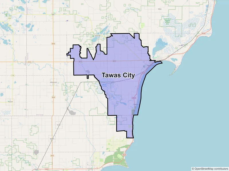 Map of Tawas City, Michigan and ZIP codes