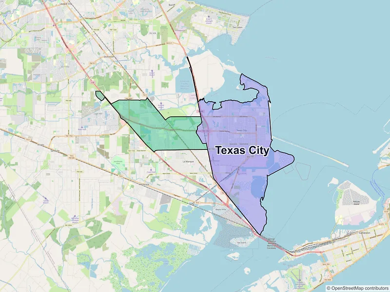 Map of Texas City, Texas and ZIP codes