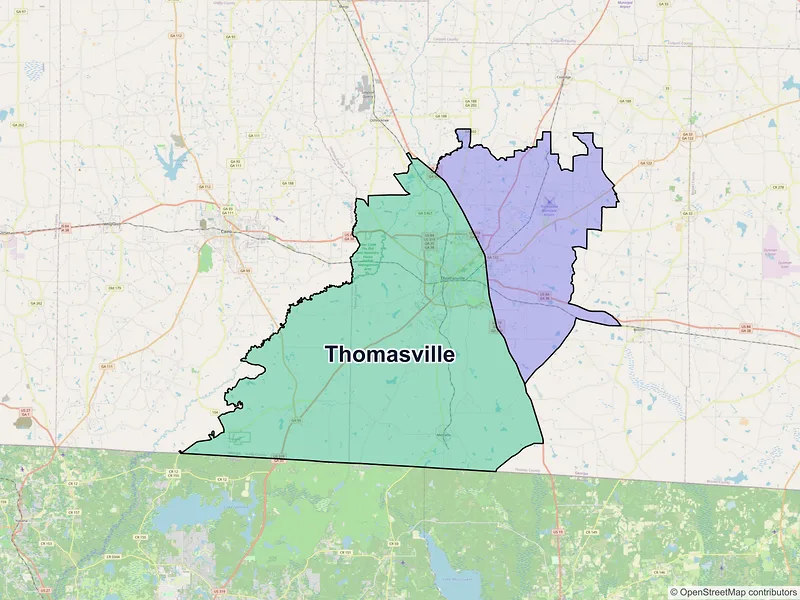 Map of Thomasville, Georgia and ZIP codes