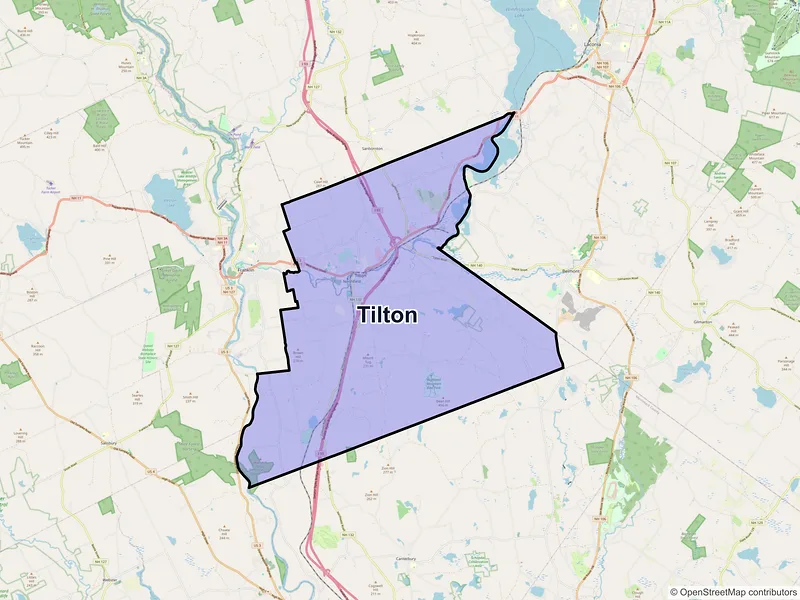 Map of Tilton, New Hampshire and ZIP codes