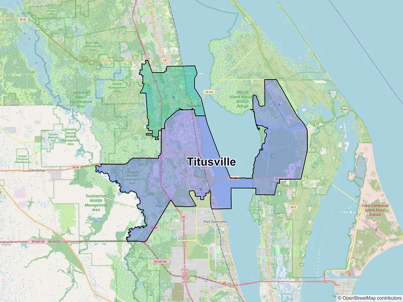 Map of Titusville, Florida and ZIP codes