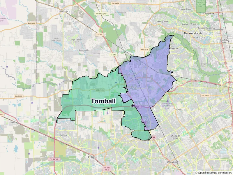 Map of Tomball, Texas and ZIP codes