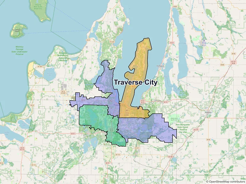 Map of Traverse City, Michigan and ZIP codes