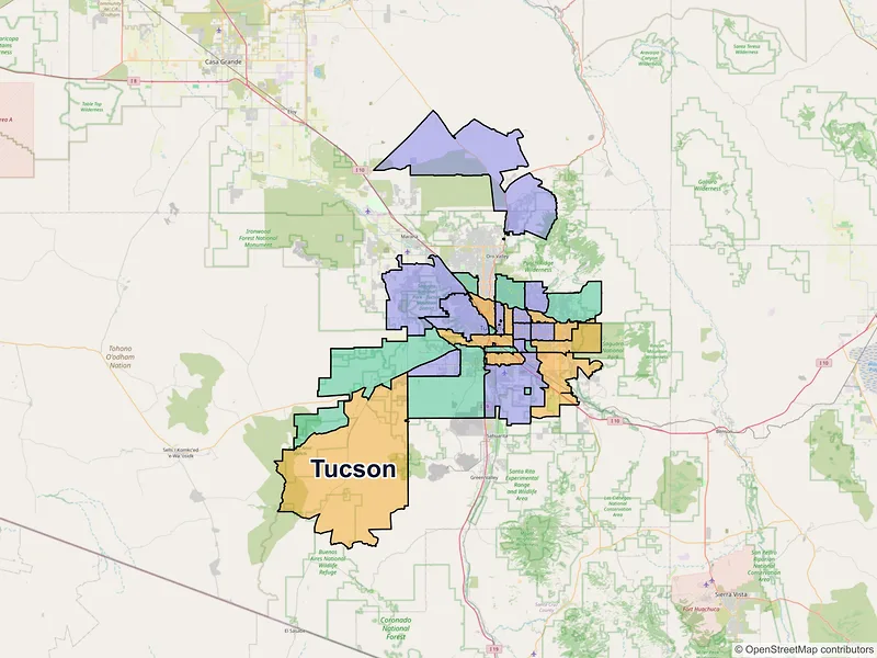 Map of Tucson, Arizona and ZIP codes