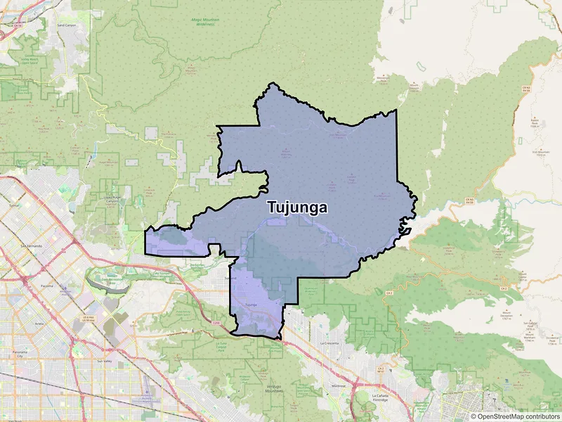 Map of Tujunga, California and ZIP codes