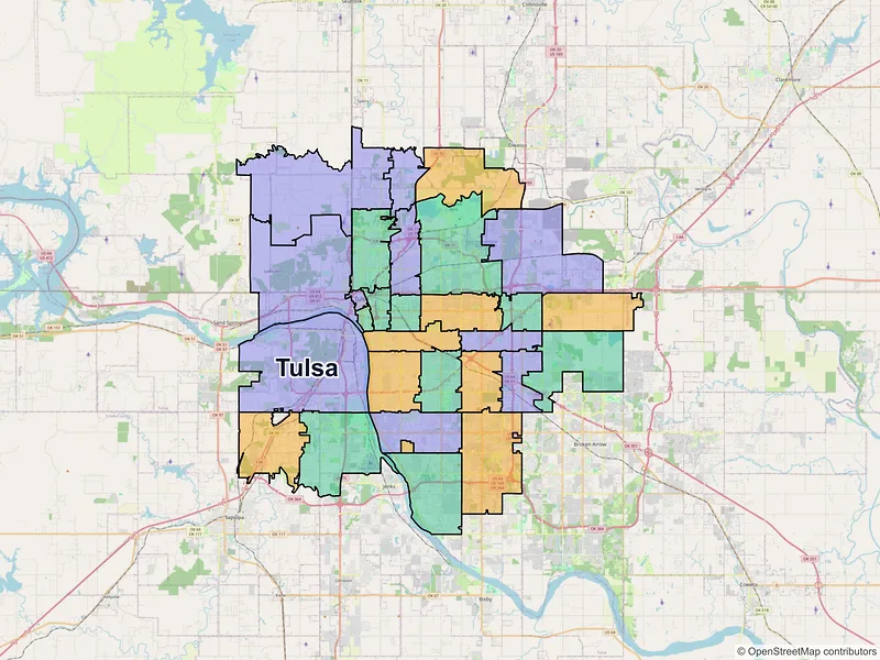 Map of Tulsa, Oklahoma and ZIP codes