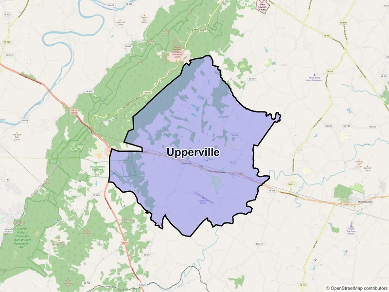 Map of Upperville, Virginia and ZIP codes