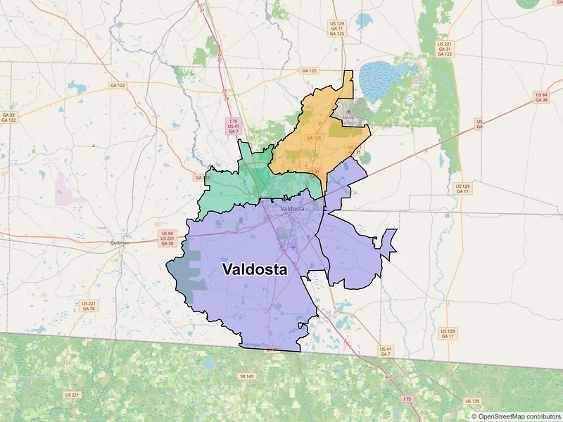 Map of Valdosta, Georgia and ZIP codes
