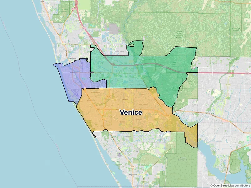 Map of Venice, Florida and ZIP codes