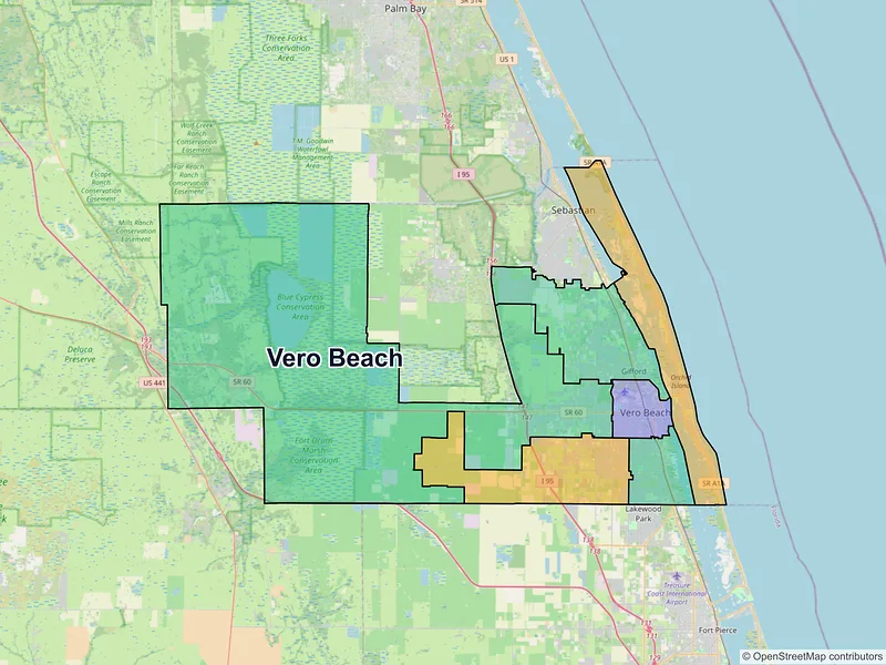 Map of Vero Beach, Florida and ZIP codes