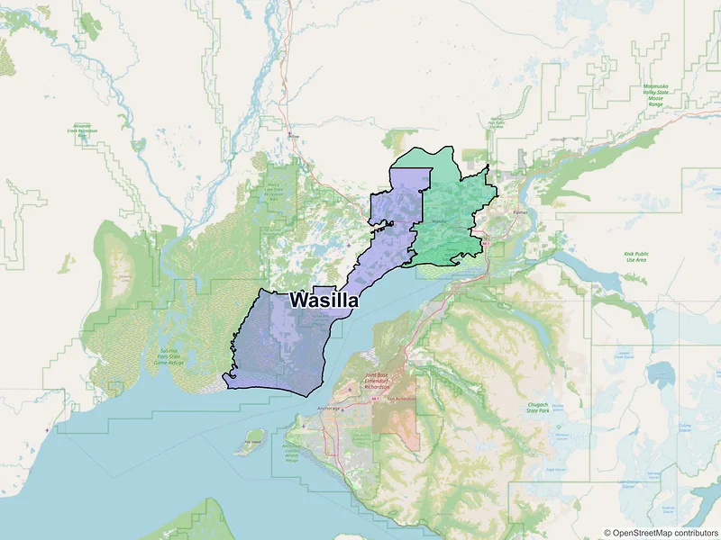Map of Wasilla, Alaska and ZIP codes