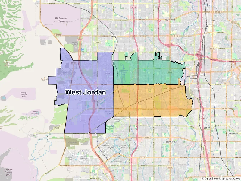 Map of West Jordan, Utah and ZIP codes