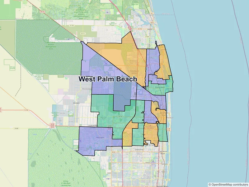 Map of West Palm Beach, Florida and ZIP codes