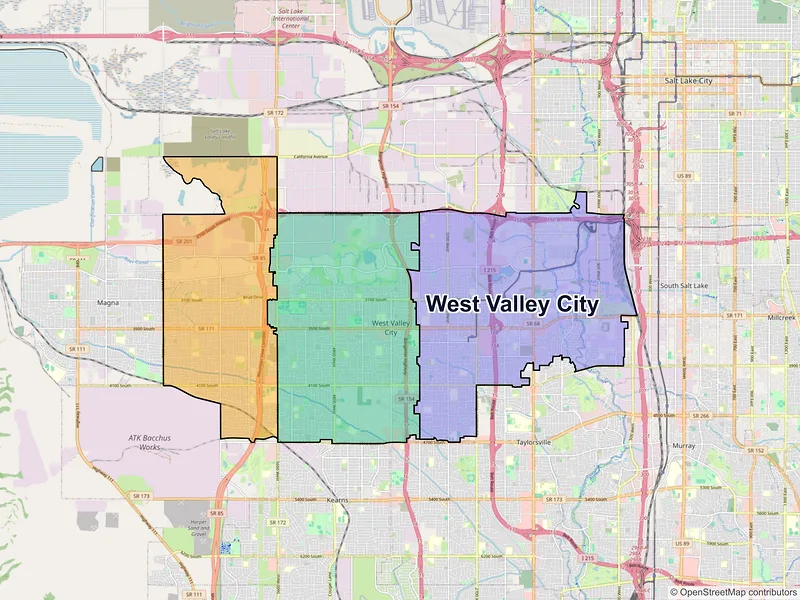 Map of West Valley City, Utah and ZIP codes