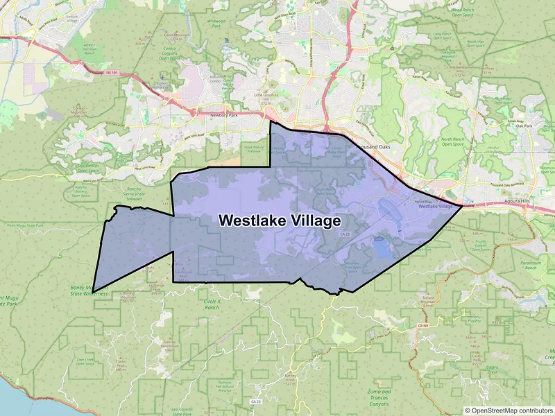 Map of Westlake Village, California and ZIP codes